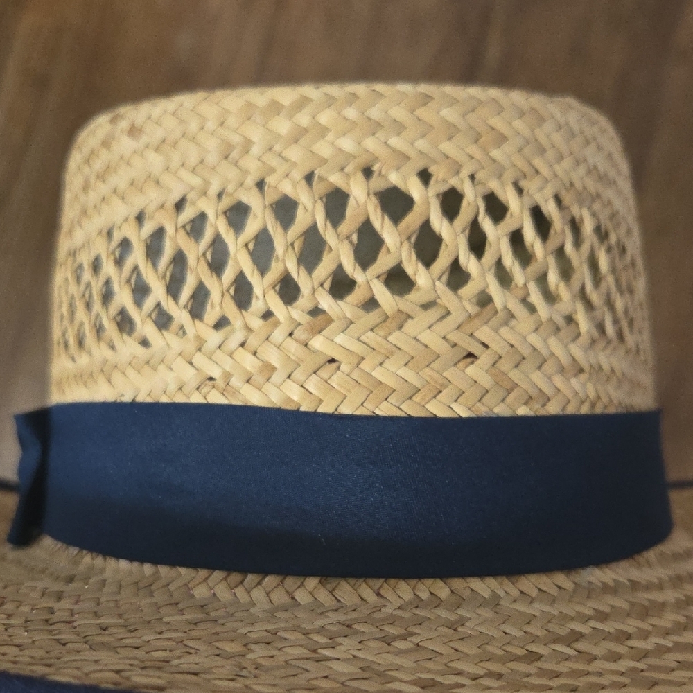 🔵3/$13 Stylish Straw Hat with Navy Band - Picture 6 of 7